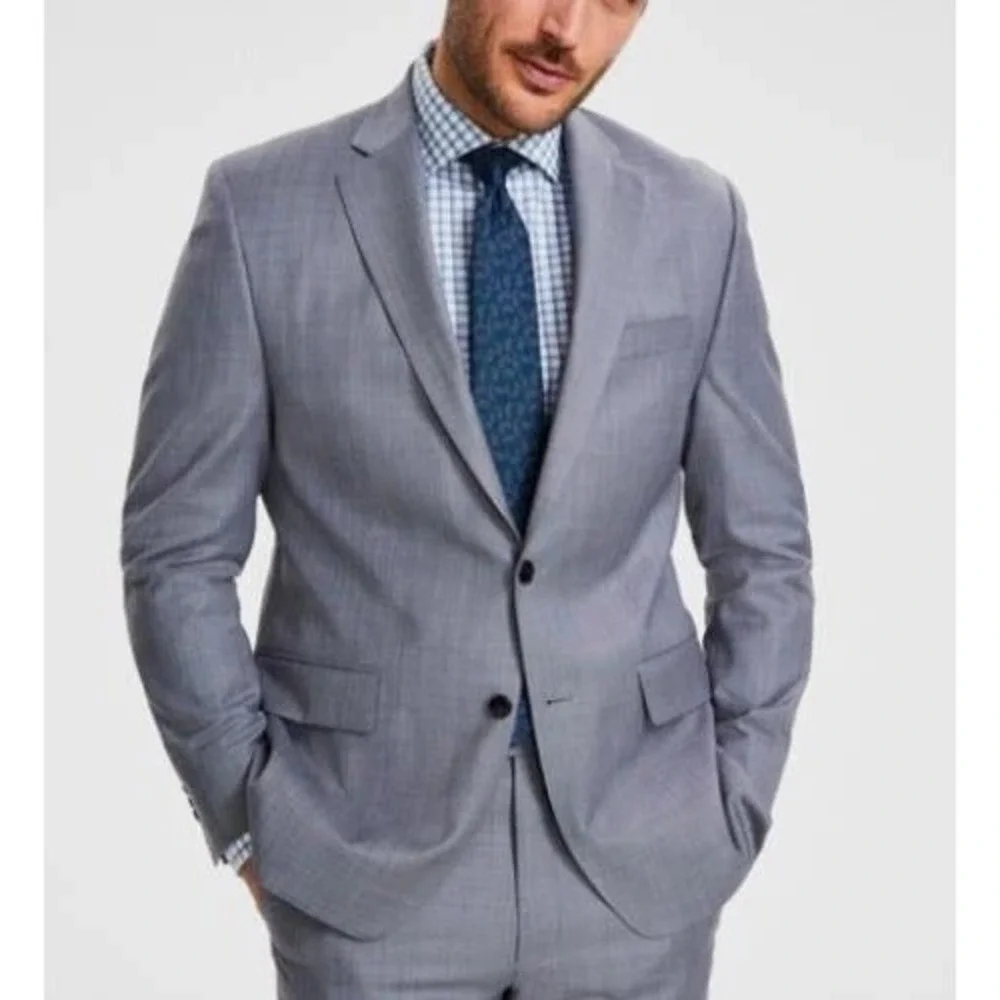 Michael Kors Mens Classic-fit Suit Jacket Blazer 50R Grey Stretch E06833